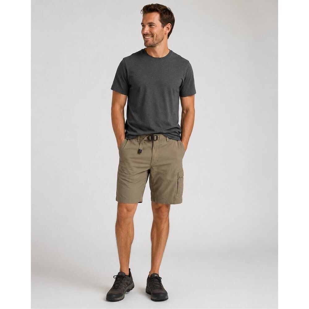 prAna Stretch Zion Cargo Hiking Shorts Khaki Men’s 34x10 Belted